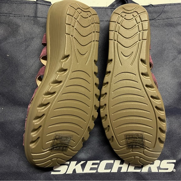 Skechers Memory Foam Suede Leather Wedge Sandals - Picture 3 of 5